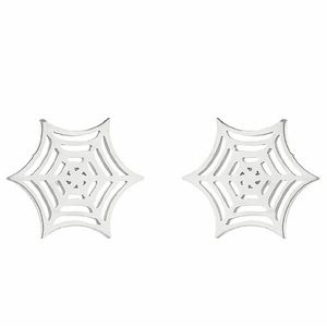 Stainless Steel Spider Web Stud Earrings